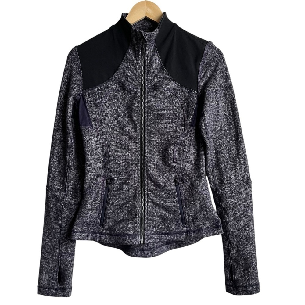 Lululemon Forme Jacket Black Swan Herringbone Luon Size 6 - Picture 2 of 12